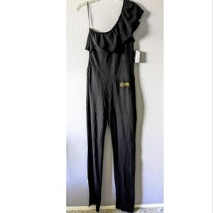 💥SALE💥 NEW Dereon by Beyonce One Shoulder Black Jumpsuit Blooming Belles sz. M